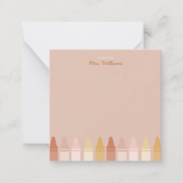 Trendy Boho Colours Crayon Teacher Name Card (Front)