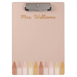Trendy Boho Colours Crayon Teacher Name Clipboard