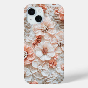 Trendy Boho Crochet Pastel Flowers Pattern iPhone 15 Case
