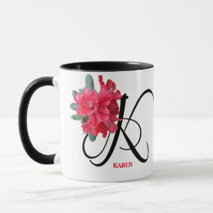 Trendy boho customizable red flowers Karen name  Mug