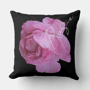Trendy boho cute pink rose name Rosie customizable Throw Pillow