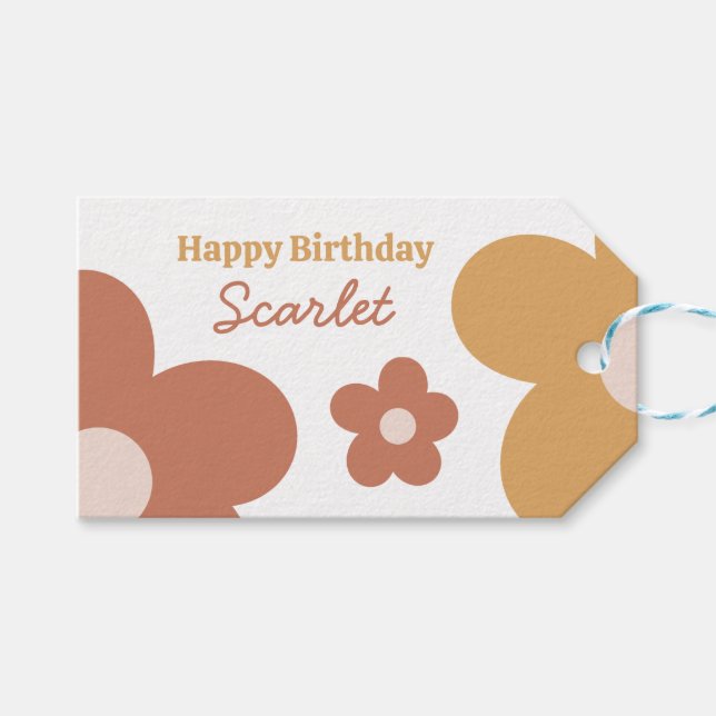 Trendy Boho Daisies Gift Tags (Front (Horizontal))