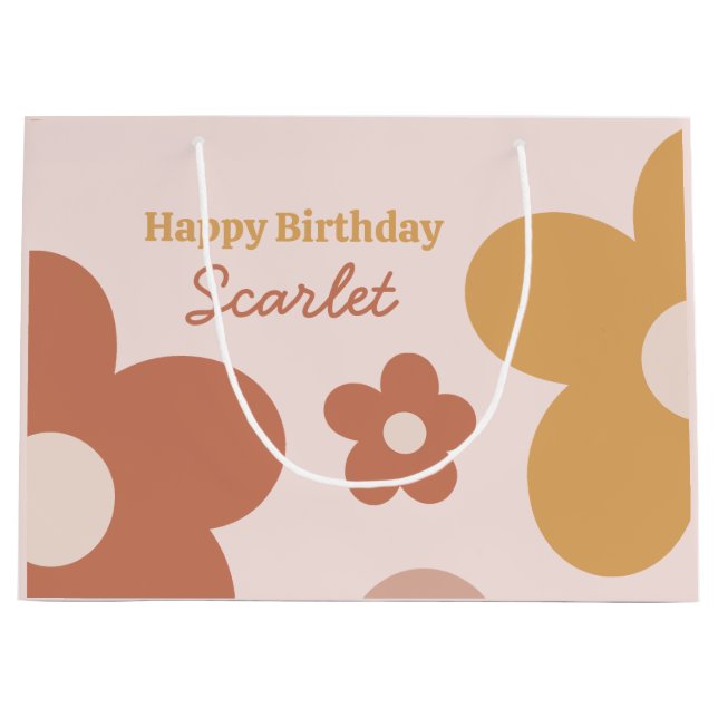 Trendy Boho Daisies Large Gift Bag (Front)