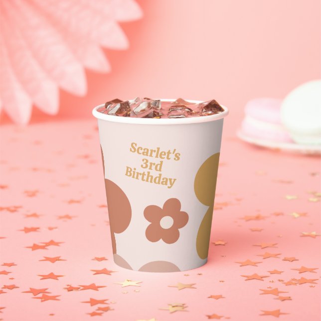 Trendy Boho Daisies Paper Cups (Insitu)