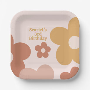 Trendy Boho Daisies Paper Plate
