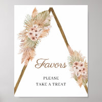 Trendy Boho Dried Palm Pampas Grass Favours Sign