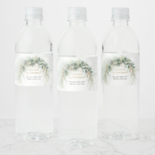Trendy boho eucalyptus greenery gold water bottle label