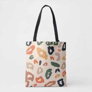 Trendy Boho Leopard Print Tote Bag – Earthy Tones 