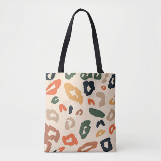Trendy Boho Leopard Print Tote Bag – Earthy Tones 