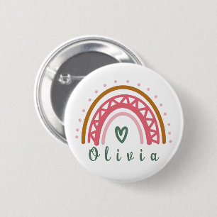 Trendy Boho Rainbow with a Personalized Name 2 Inch Round Button