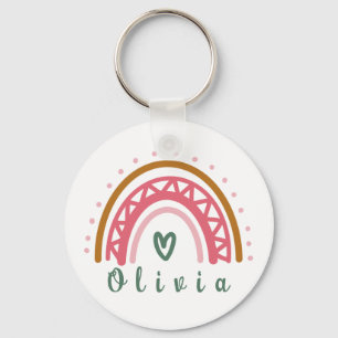 Trendy Boho Rainbow with a Personalized Name  Keychain