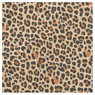 Trendy Bold Brown and Beige Leopard Print Pattern Fabric