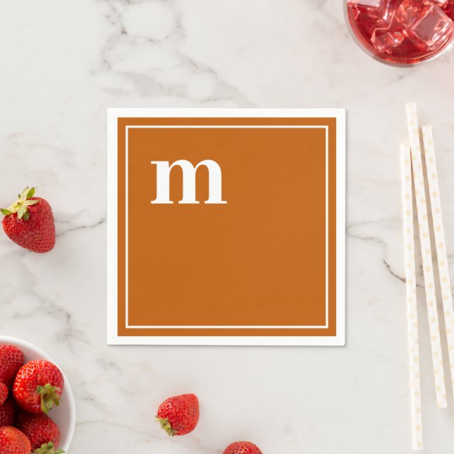 Trendy Bold Lower Case Monogram Burnt Orange Napkin (Insitu)
