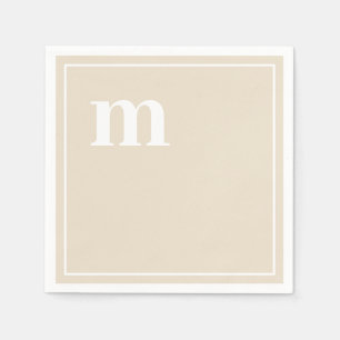 Trendy Bold Lower Case Monogram Champagne Beige Napkin