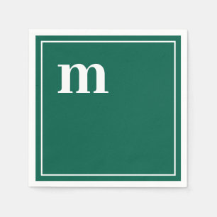 Trendy Bold Lower Case Monogram Emerald Green Napkin
