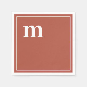 Trendy Bold Lower Case Monogram Terracotta Napkins