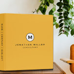Trendy Bold Mustard Yellow Monogram Binder<br><div class="desc">Modern binder in a trendy mustard yellow colour pallette with black and white monogram medallion. Custom name presented centre in classic block typography. A modern binder for home or office, a professional monogrammed binder for your workspace. Ideal for consultants, attorneys, real estate agents, corporate or executive coaches, or any other...</div>