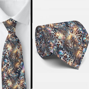 Trendy & Bold   Opal Leopard Print Neck Tie