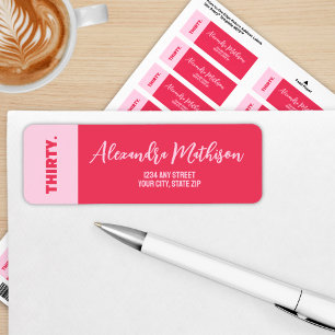 Trendy Bold Pink and Red Girly 30th Birthday