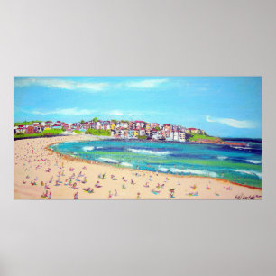 Trendy Bondi -Abstract, beach wall-art painting Poster