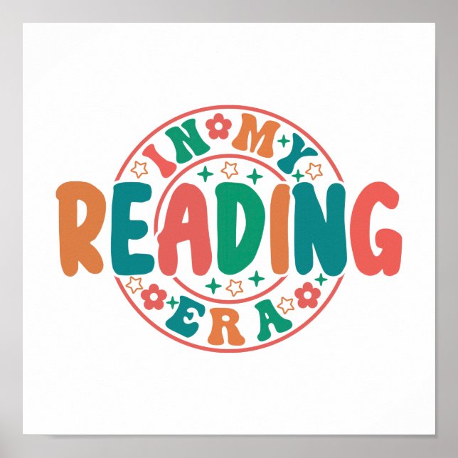 Trendy Book Lover "In My Reading Era" Sticker Poster (Front)