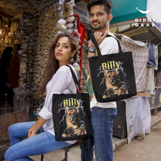 Trendy Bootleg Personalized Dog Photo 90s Tote Bag