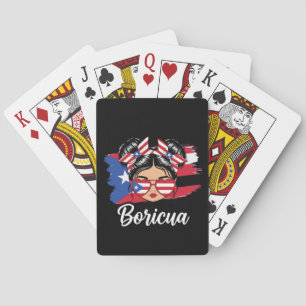 Trendy Boricua Girl Puerto Rico Flag Playing Cards