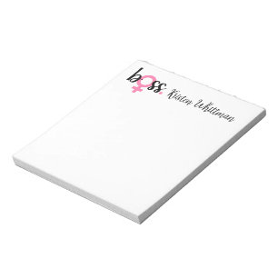 Trendy Boss Lady Modern Script Pink Black Notepad
