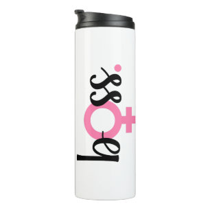 Trendy Boss Lady Modern Typography Pink Black Thermal Tumbler
