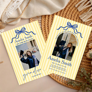 Trendy Bow Graduation Class of 2026 Photo Invitation