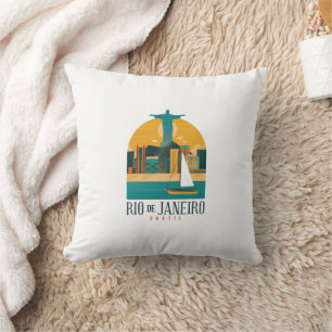Trendy Brazil City Rio de Janeiro Vintage Throw Pillow