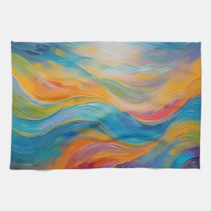 Trendy Bright Abstract Blue yellow Pattern Kitchen Towel