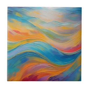 Trendy Bright Abstract Blue yellow Pattern   Tile