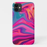Trendy Bright Blue Pink Green Abstract Pattern