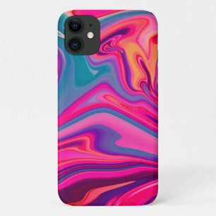 Trendy Bright Blue Pink Green Abstract Pattern iPhone 11 Case