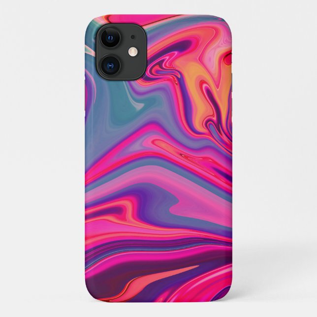 Trendy Bright Blue Pink Green Abstract Pattern Case-Mate iPhone Case (Back)