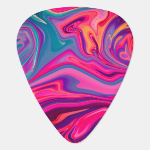 Trendy Bright Blue Pink Green Abstract Pattern Guitar Pick