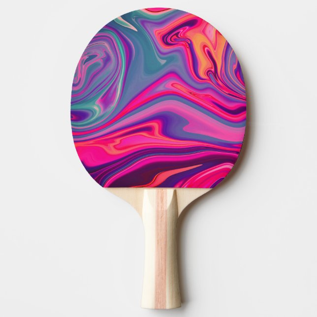 Trendy Bright Blue Pink Green Abstract Pattern Ping Pong Paddle (Front)