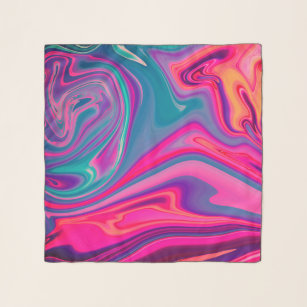 Trendy Bright Blue Pink Green Abstract Pattern Scarf