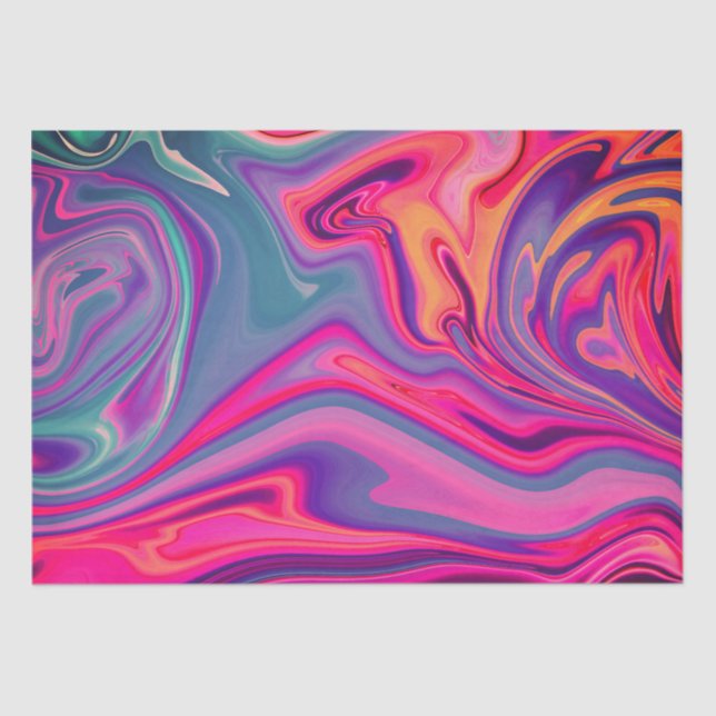 Trendy Bright Blue Pink Green Abstract Pattern Tissue Paper (Front)