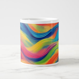 Trendy Bright Blue yellow Abstract Pattern   Large Coffee Mug