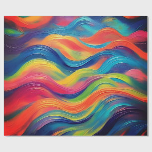 Trendy Bright Blue yellow Abstract Pattern   Wrapping Paper