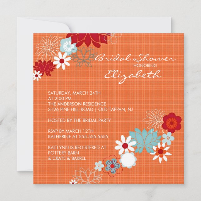 Trendy Bright Floral Bridal Shower Invitation (Front)