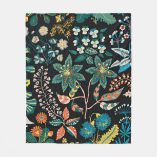 Trendy bright Floral pattern in the many kind of f Fleece Blanket