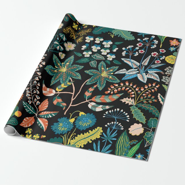 Trendy bright Floral pattern in the many kind of f Wrapping Paper (Unrolled)