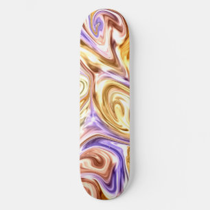 Trendy Bright Gold Purple Waves Abstract Pattern  Skateboard