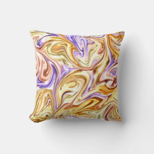 Trendy Bright Gold Purple Waves Abstract Pattern Throw Pillow