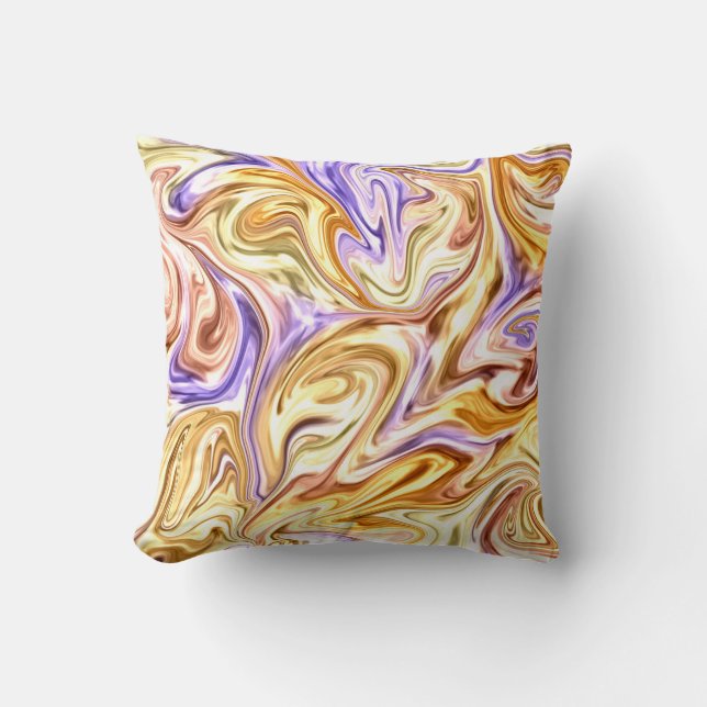 Trendy Bright Gold Purple Waves Abstract Pattern  Throw Pillow (Front)