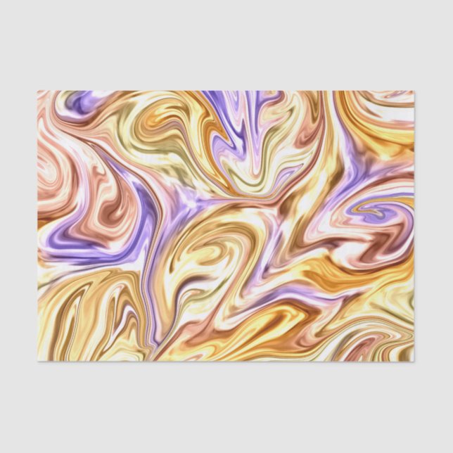 Trendy Bright Gold Purple Waves Abstract Pattern  Tissue Paper (Front)