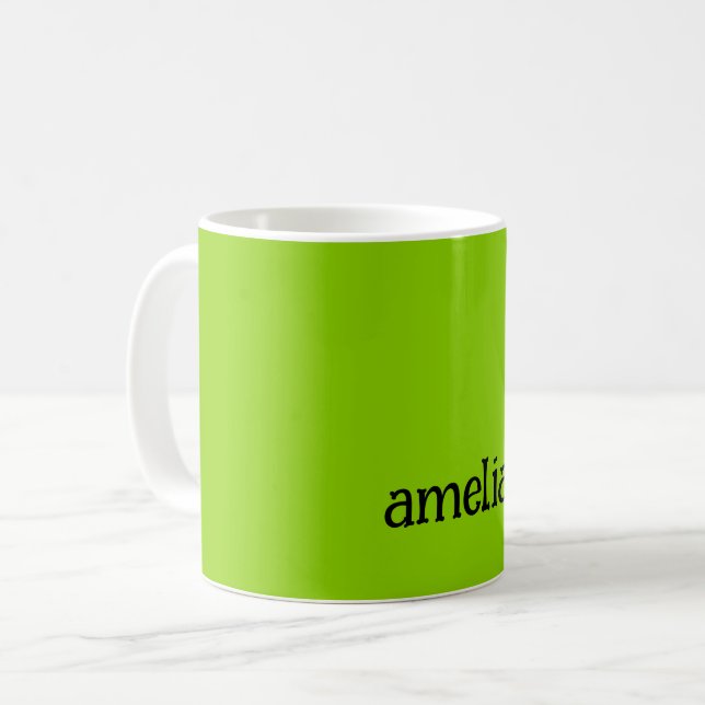 Trendy Bright Green Personalized Coffee Mug (Front Left)